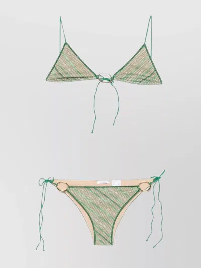 Oseree Shimmer Stripes O-kini Ring Detail In Green
