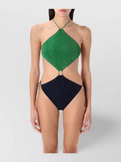 Oseree Shimmering Cut-out Halter-neck Swimsuit