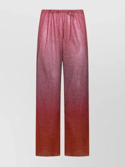 Oseree Shimmering Ombre Elastic Waistband Trousers In Red