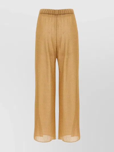 Oseree Shimmering Wide Leg Sheer Trousers In Gold