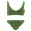 Oseree Shiny Green Bikini Set In Green