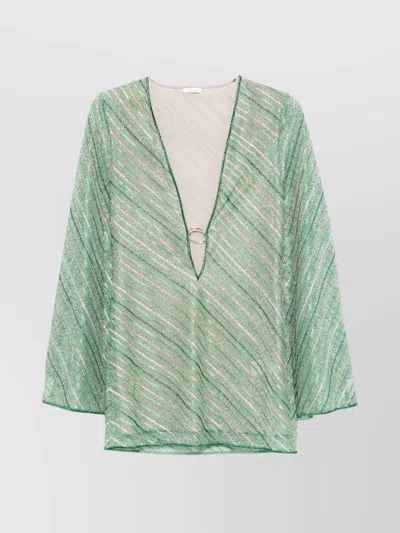 OSEREE SHINY STRIPES KAFTAN RING DETAIL