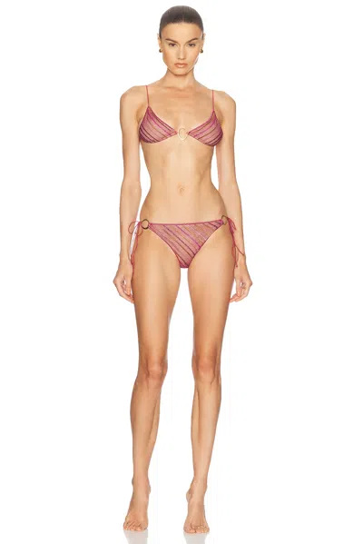 Oseree Shiny Stripes O Bikini In Rose