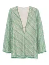 Oseree Shiny Stripes Or Kaftan In Green