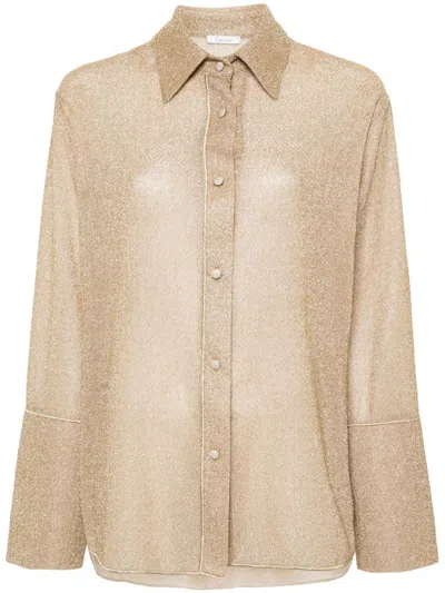 Oseree Oséree Lumiere Lurex Sleeves Shirt In Gold