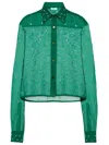 Oseree Gem Crystal-embellished Cotton And Silk Shirt In Green