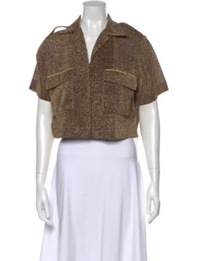 Pre-owned Oseree Short Sleeve Crop Top In Brown