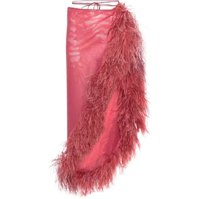 Oseree Feather-trim Skirt In Multicolor