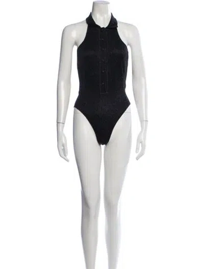 Pre-owned Oseree Sleeveless Bodysuit In Black
