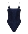 Oseree 'lumière Maillot' Blue Swimsuit With Open Back In Black