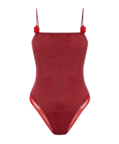 OSEREE OSÉREE FLOWER APPLIQUÉ ONE PIECE SWIMSUIT