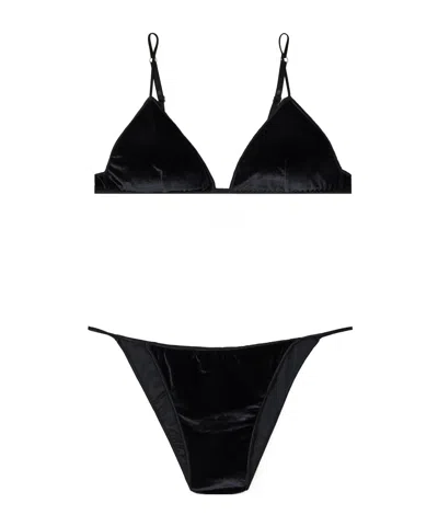Oseree Spaghetti Strap Bra And Briefs Set Lingerie In Black