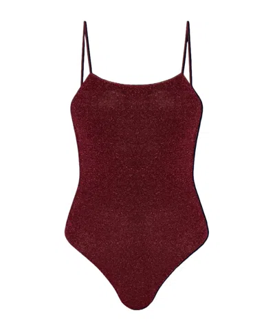 Oseree Spaghetti Strap One-piece Swimsuit In Burgundy