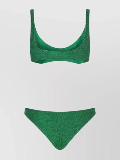 Oseree Sparkle High-cut Scoop Stretch In Green