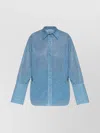 Oseree Womens Crystal Glazed Lumiere Long-sleeve Metallic Woven Shirt In Blue