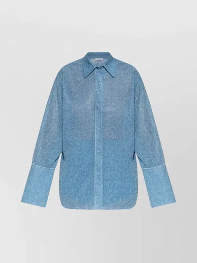 Oseree Sparkling Crystal Shirt Glitter Detail In Blue