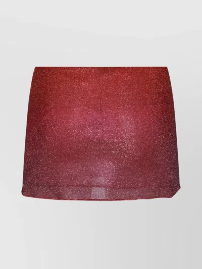 Oseree Sparkling Sheer Overlay Skirt In Red