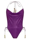 Oseree Sparkling Halter-neck Swimsuit In Purple