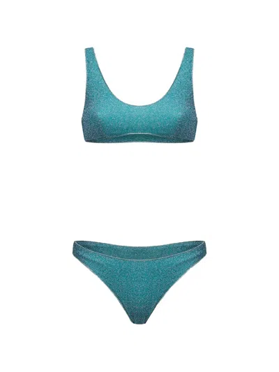 Oseree Sporty Lumiere Glitter-effect Bikini In Green