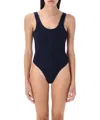 Oseree Glitter Finish Sporty Swimsuit With High-cut Legs In Blue