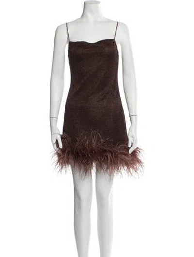 Pre-owned Oseree Square Neckline Mini Dress In Brown