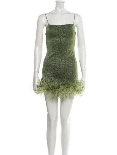 Pre-owned Oseree Square Neckline Mini Dress In Green