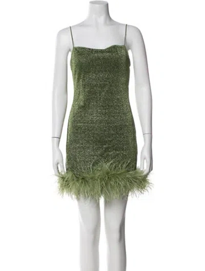 Pre-owned Oseree Square Neckline Mini Dress In Green
