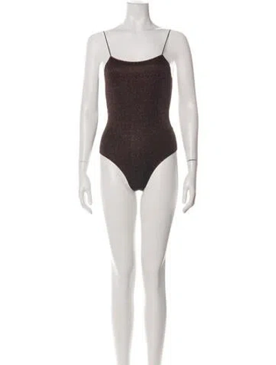 Pre-owned Oseree Square Neckline Sleeveless Bodysuit In Green