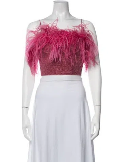 Pre-owned Oseree Square Neckline Sleeveless Crop Top W/ Tags In Pink