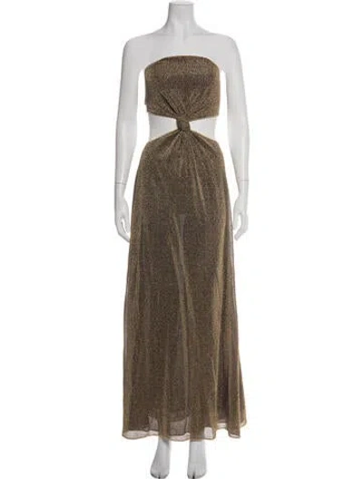 Pre-owned Oseree Strapless Long Dress In Brown