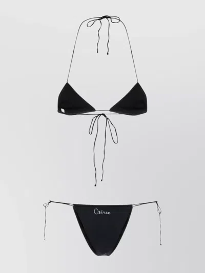 Oseree Stretch Nylon Bikini Triangle Top Adjustable Straps In Black