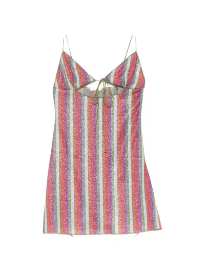 Oseree Striped Cut-out Dress In Pink