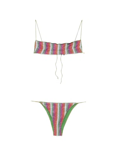 Oseree Striped Glitter-effect Bikini In Multi