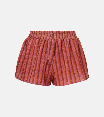 Oseree Oséree Striped Lamé Shorts In Multicoloured