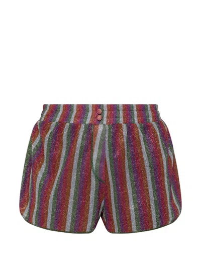 Oseree Striped Lurex-thread Mini Shorts In Purple