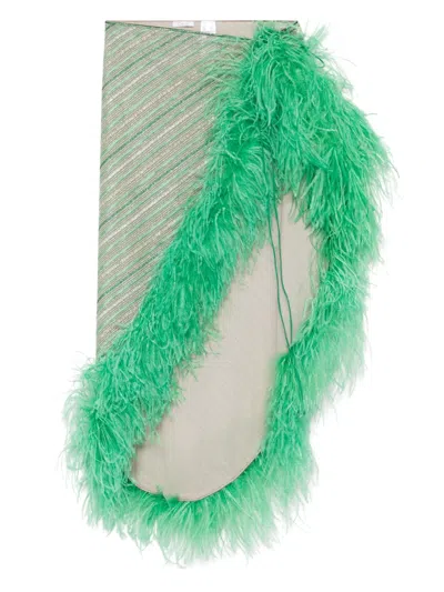 Oseree Striped Midi Skirt In Green