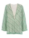 Oseree Shiny Stripes Or Kaftan In 绿色