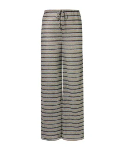 Oseree Striped Straight Leg Pants In Gray