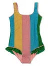 Shop Oseree Striped Swimsuit In Pink