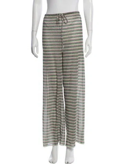 Pre-owned Oseree Striped Wide Leg Pants In Multicolor