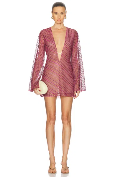 Oseree Stripes O Kaftan Dress In Rose