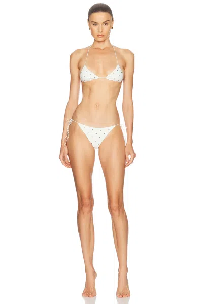 Oseree Stud Two Piece Bikini Set In White