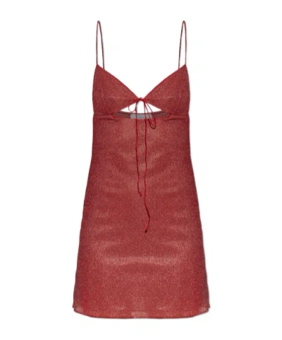 Oseree Suspender Dress In Burgundy