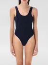 Oseree Glitter Finish Sporty Swimsuit With High-cut Legs In Blue
