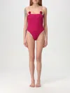 Oseree Womens Merlot - Red Rose Floral-appliqué Stretch-mesh Swimsuit In Fuchsia