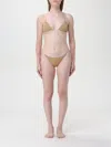 Oseree Oséree Metallic Gold Bikini With Halterneck Design And Glitter Finish In Gold