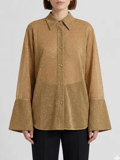 Oseree Gold Nylon Shirt In Brown