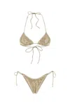 Oseree Marylin Polyester Sequin Halter Triangle Bikini In Brown