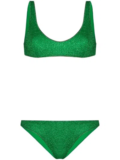 Oseree Metallic-threading Bikini Set In Green