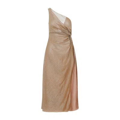Oseree Swimwear Lumier Knot Toffee Gold Polyamide Dress In Pink